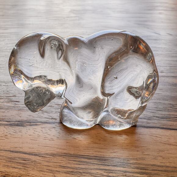Vintage Crystal Glass Baby Bear Figurine-Paperweight by Martinsville-4.75”W - Picture 6 of 7